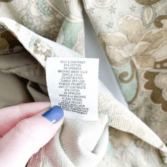 Tempted Womens Blazer Coat BOHO Vintage Paisley Print Corduroy Tan Brown Large - Picture 6 of 9